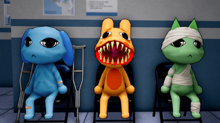 Animal patients waiting beside a suspicious visitor